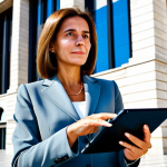 **

"A professional businesswoman in Madrid, Spain, standing in front of the Banco de España building. She is wearing a tailored business suit in a neutral color, fully clothed, and holding a tablet displaying financial data.  The lighting is bright and professional, showcasing the architecture and the subject equally.  Perfect anatomy, correct proportions, natural pose, well-formed hands, proper finger count, natural body proportions. Safe for work, appropriate content, fully clothed, professional, family-friendly."

**