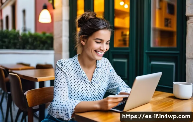 패스워드 관리 솔루션 비교 - **Prompt:** A cozy, brightly lit café in Madrid. A young woman with warm, inviting eyes sits at a ta...