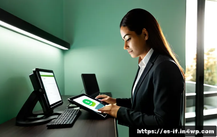 보안 인증과 비즈니스 연속성 - Photorealistic cybersecurity and business continuity scene in a modern Spanish corporate office, div...